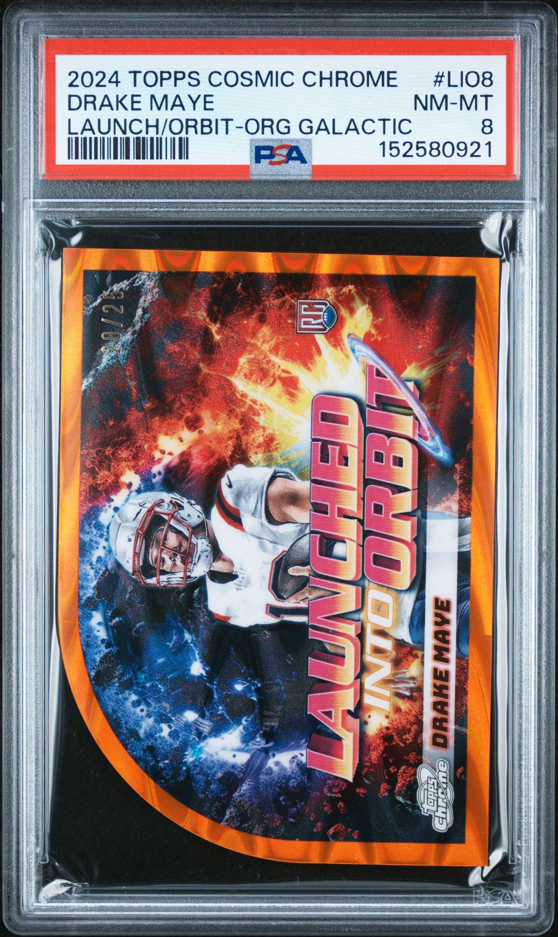 2024 Topps TOPPS COSMIC CHROME LAUNCHED INTO ORBIT LAUNCH/ORBIT-ORG GALACTIC #LIO8 Drake Maye front