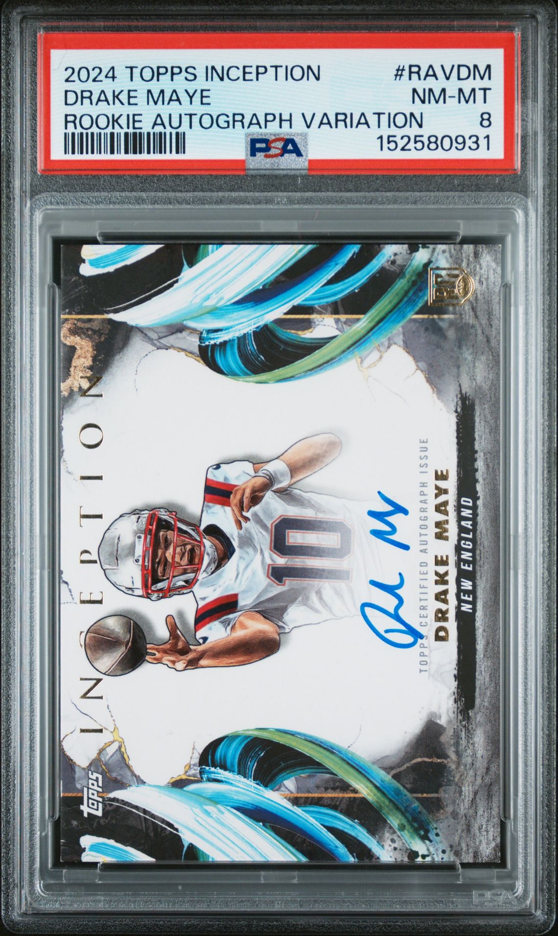 2024 Topps TOPPS INCEPTION ROOKIE AUTOGRAPH VARIATIONS #RAVDM Drake Maye front