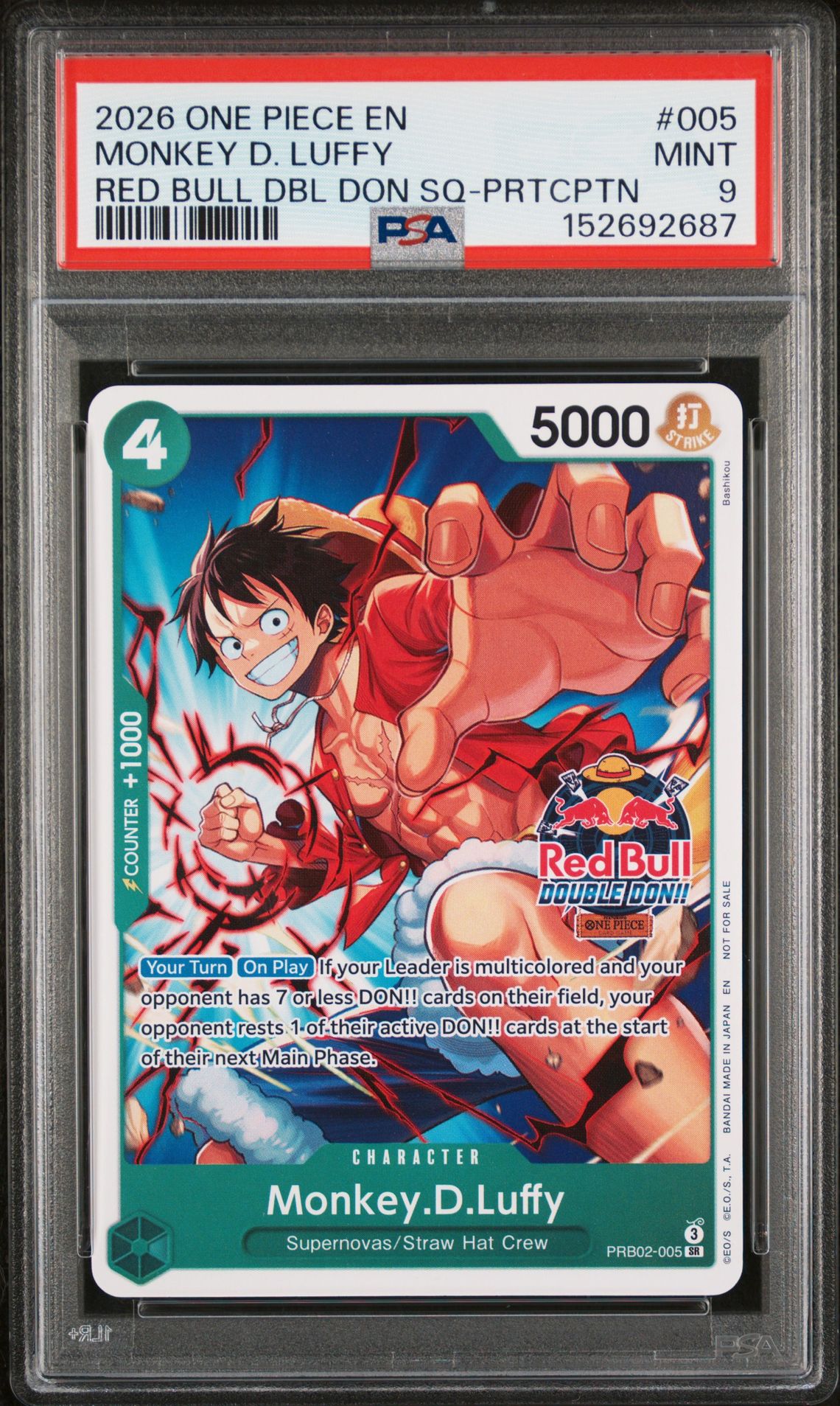 2026 One Piece ONE PIECE PROMOS RED BULL DBL DON SQ-PRTCPTN #005 Monkey D. Luffy front