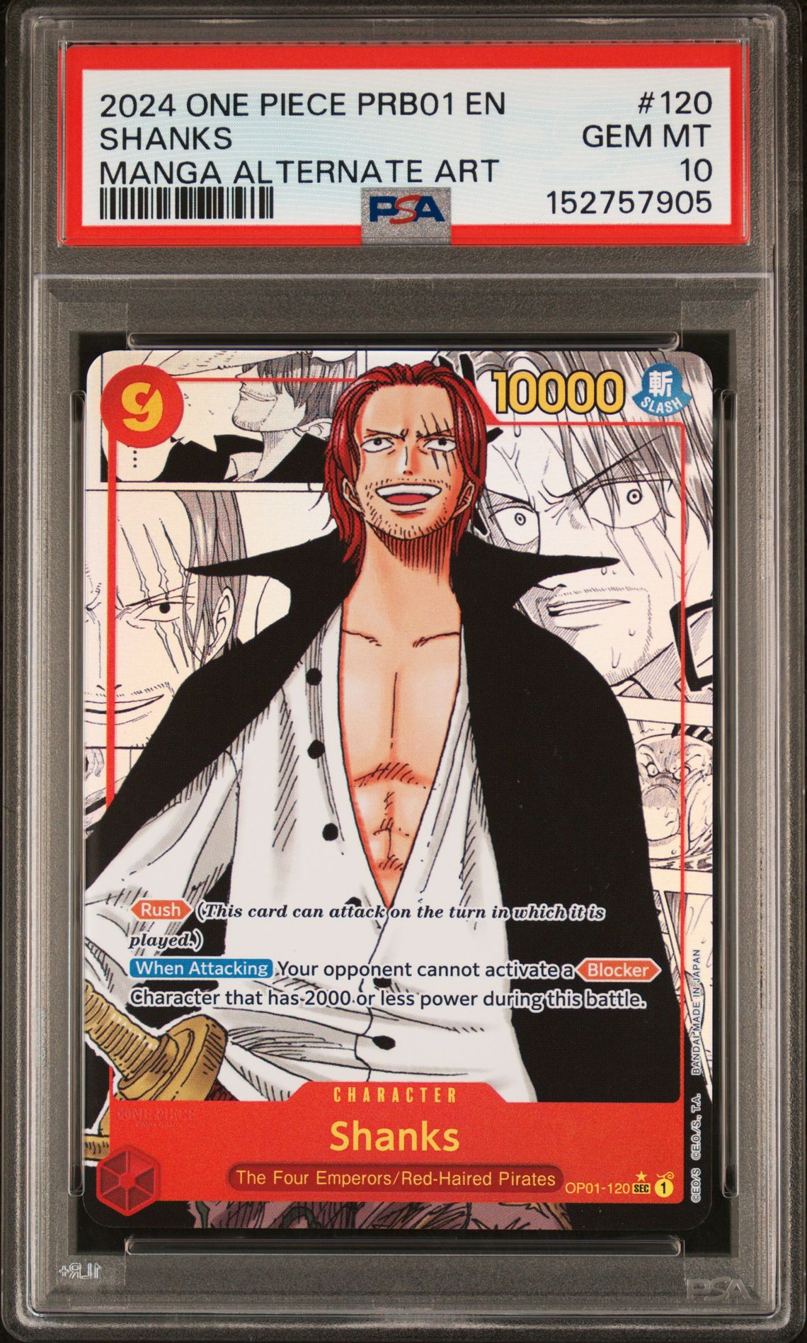 2024 One Piece ONE PIECE PRB01-PREMIUM BOOSTER -ONE PIECE CARD THE BEST- Alt Art #120 Shanks front