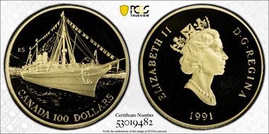 1991 $100 Empress of India PR70DCAM