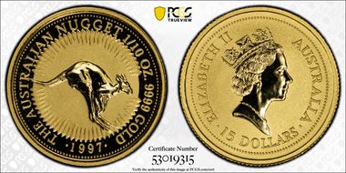 1997 $15 Kangaroo-Nugget MS70