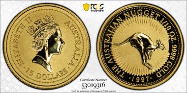 1997 $15 Kangaroo-Nugget MS70