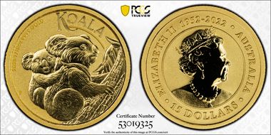 2023-P $15 Koala Gold MS70