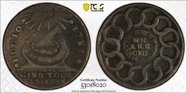1787 Fugio 1C Newman 4-E, Club Rays VF25BN
