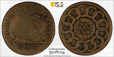 1787 Fugio 1C Newman 10-G, 1 Over Horiz. 1 VG10BN