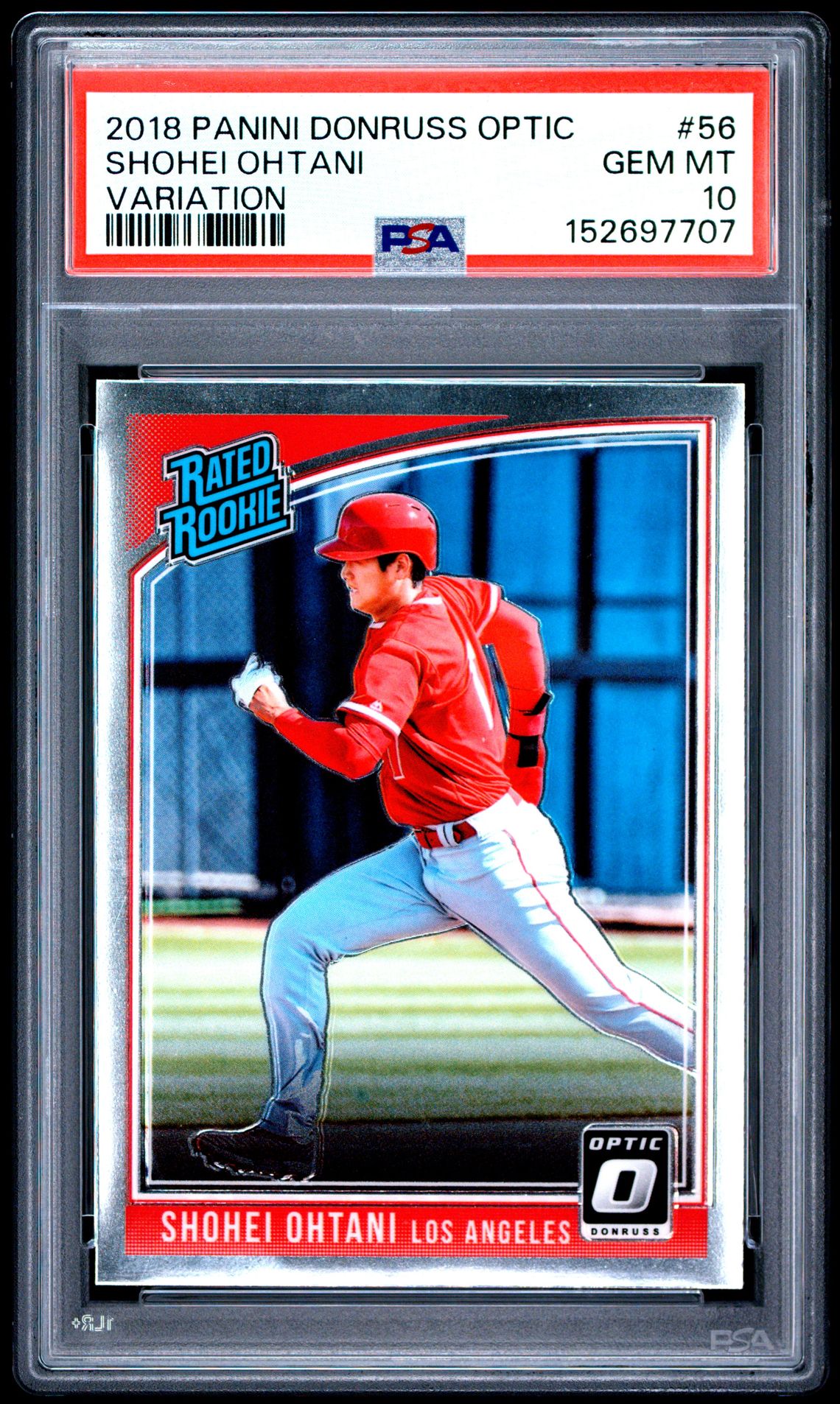 2018 Panini Donruss Optic Shohei Ohtani #56 (Variation) Gem Mt 10 front view - PSA graded GEM MT 10