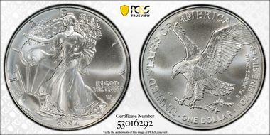 2024-(P) $1 Silver Eagle with Star Privy Struck at Philadelphia MS68