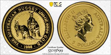 1998 $5 Kangaroo-Nugget MS70