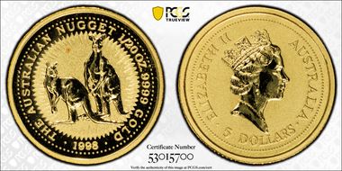 1998 $5 Kangaroo-Nugget MS67