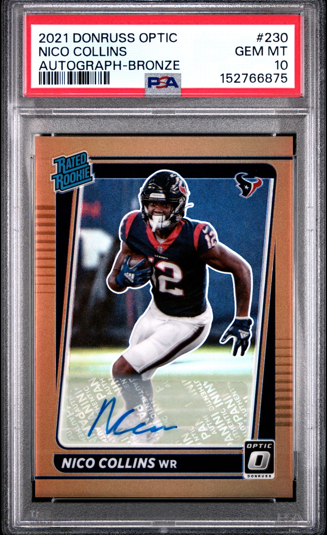 2021 Panini PANINI DONRUSS OPTIC AUTOGRAPH-BRONZE #230 Nico Collins front