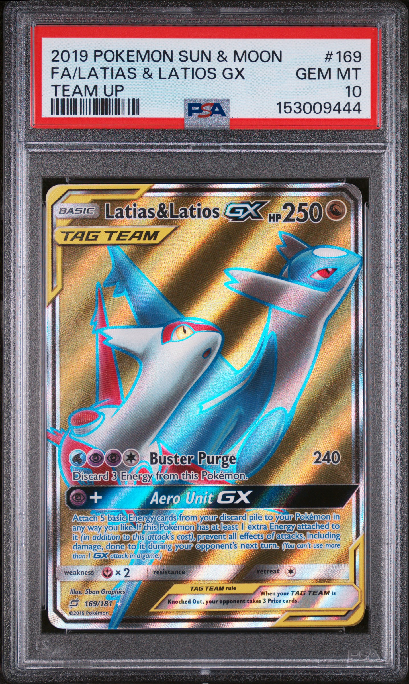 2019 #169 Full Art/Latias & Latios GX PSA 10 Sun & Moon Team Up