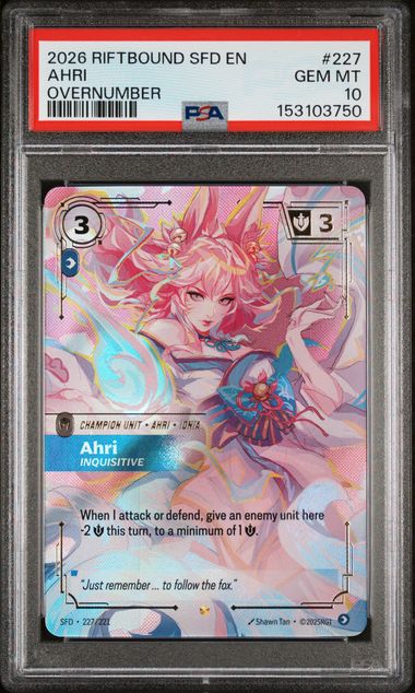2026 RIFTBOUND: LEAGUE OF LEGENDS SFD-SPIRITFORGED OVERNUMBER #227 Ahri front