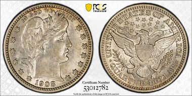 1908-O 25C AU55