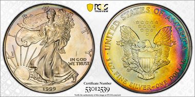 1999 $1 Silver Eagle MS67