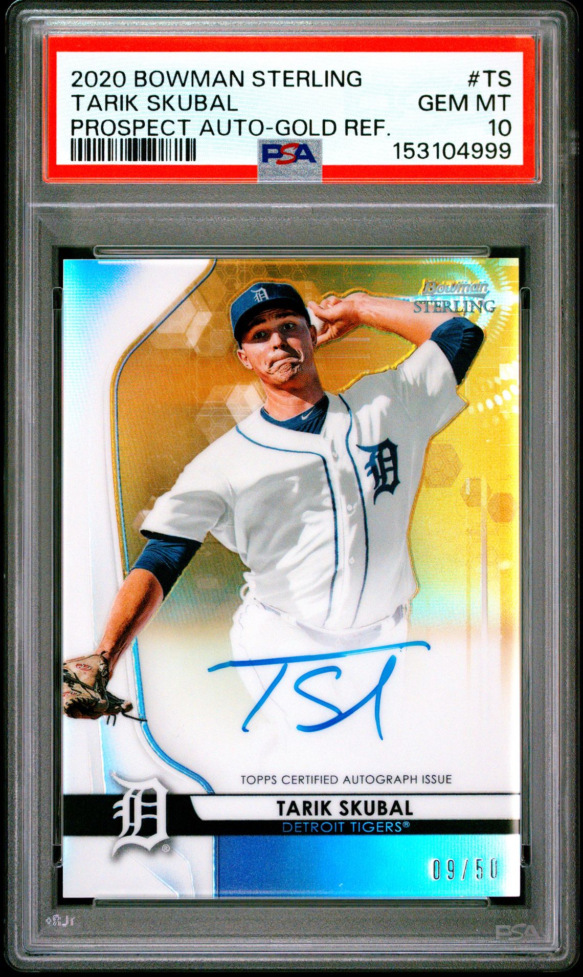2020 Bowman BOWMAN STERLING PROSPECT AUTOGRAPHS Gold Refractor #TS Tarik Skubal front
