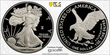 2026-W $1 Silver Eagle w/ Liberty Bell 250 Privy First Strike PR69DCAM
