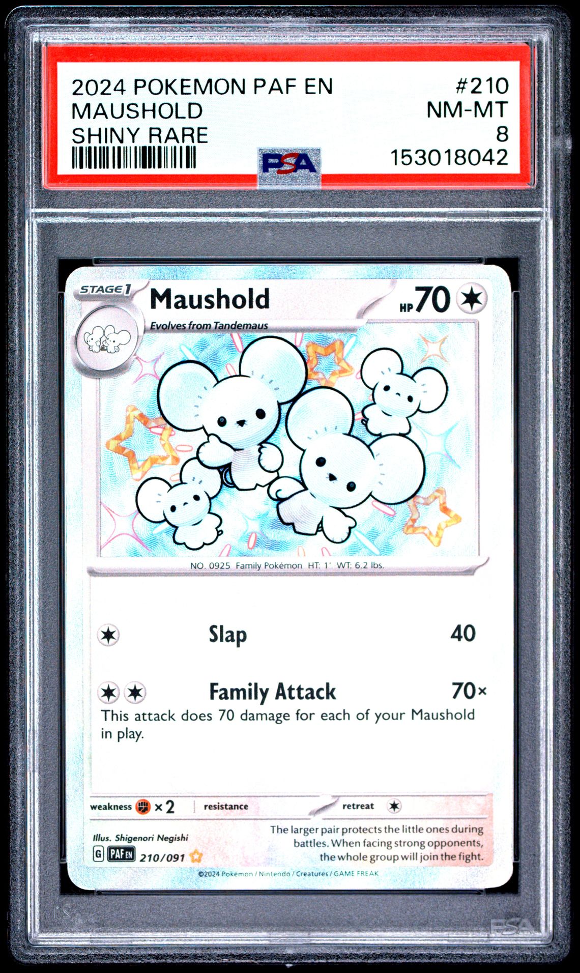 2024 Pokemon POKEMON PAF EN-PALDEAN FATES SHINY RARE #210 Maushold front