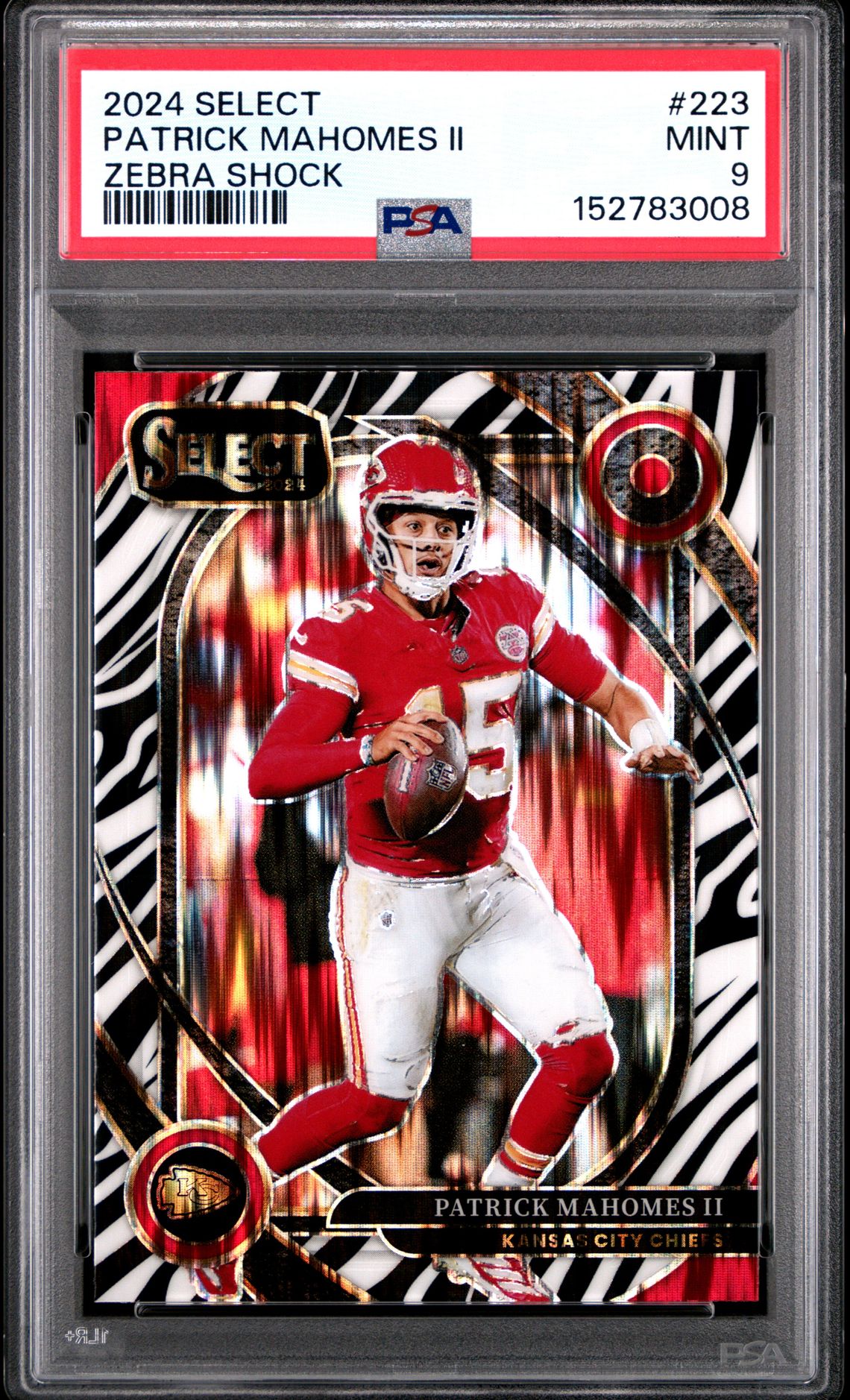 2024 Panini PANINI SELECT ZEBRA SHOCK #223 Patrick Mahomes Ii front