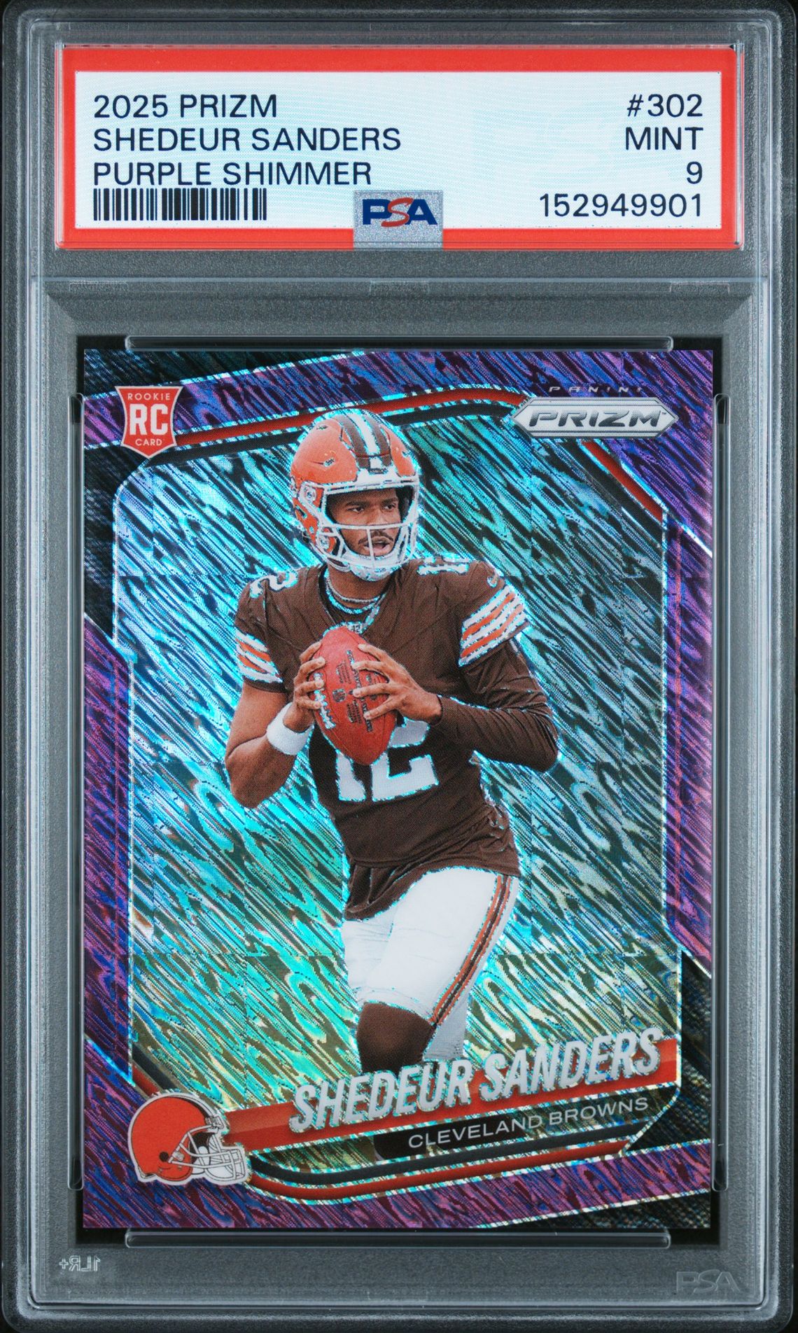 2025 Panini Prizm Shedeur Sanders #302 (Purple Shimmer) Mint 9 front