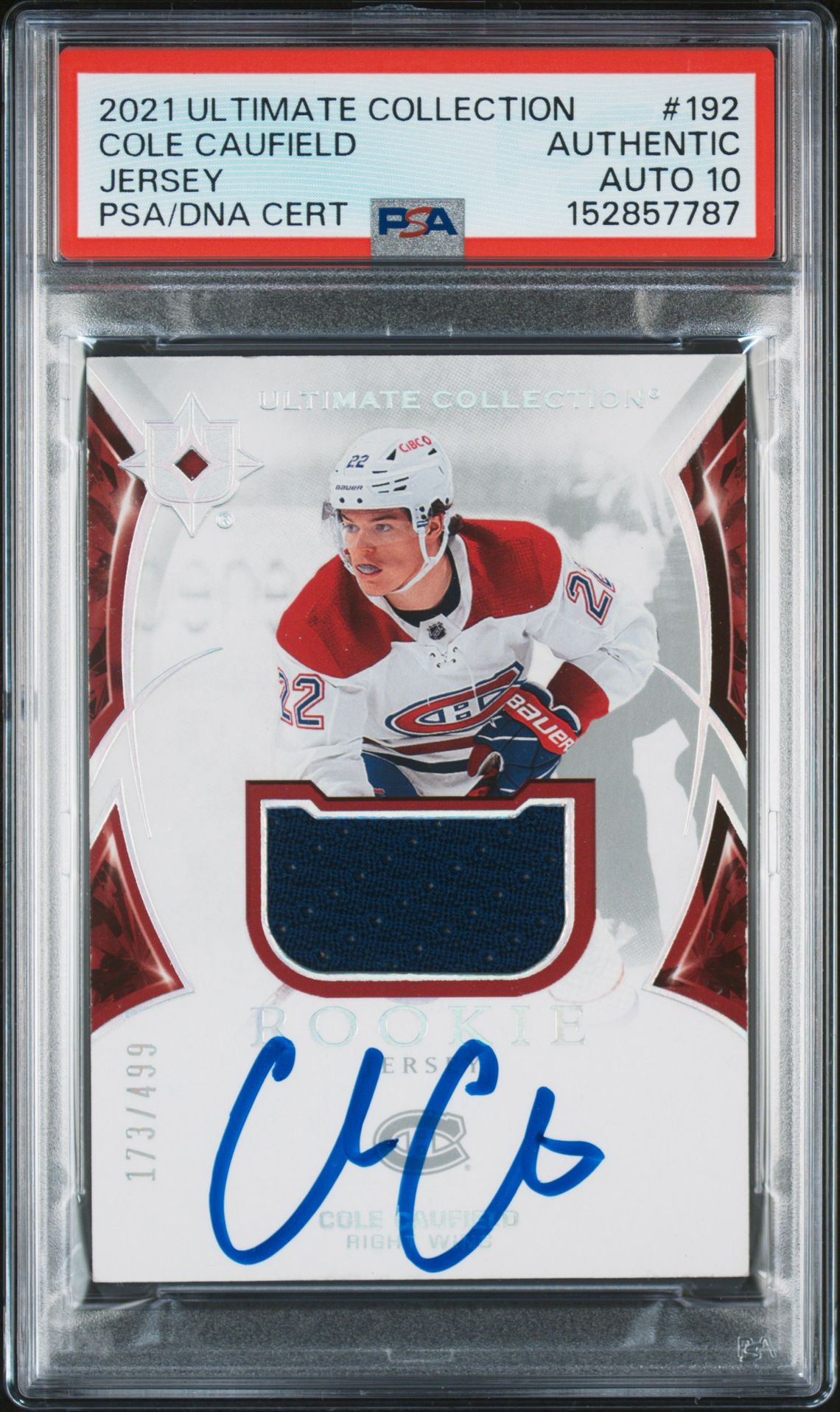 2021 Upper Deck UPPER DECK ULTIMATE COLLECTION JERSEY #192 Cole Caufield front