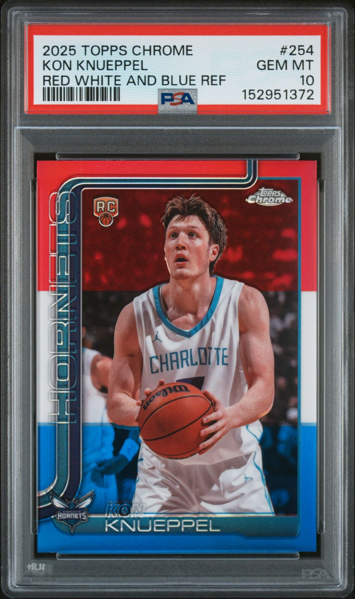 2025 Topps TOPPS CHROME RED WHITE AND BLUE REF #254 Kon Knueppel front