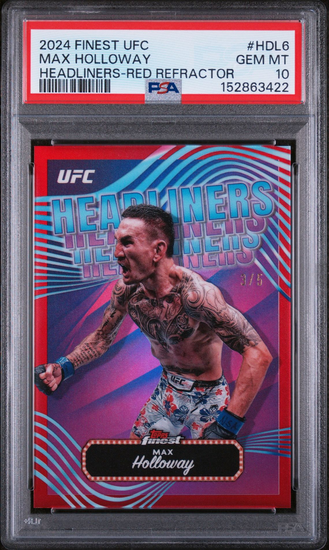 2024 Topps TOPPS FINEST UFC HEADLINERS Red Refractor #HDL6 Max Holloway front