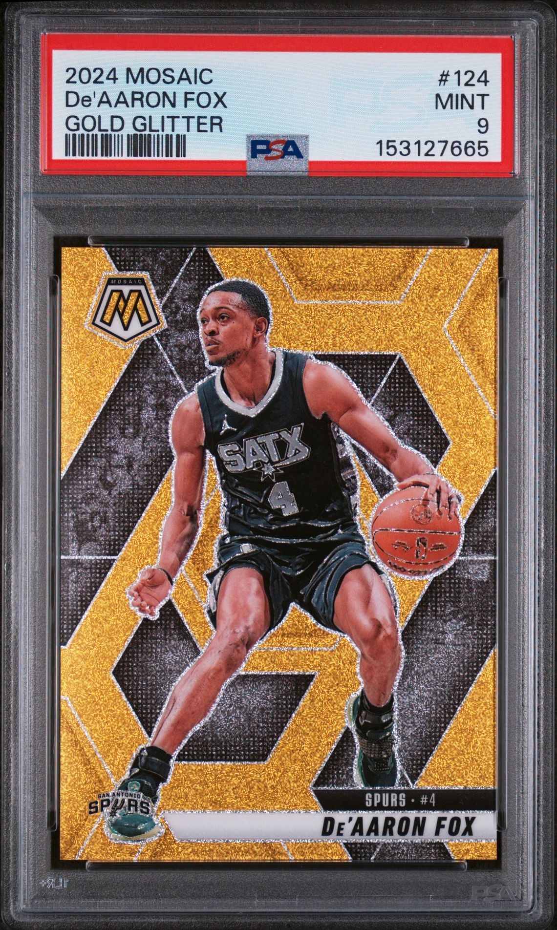 2024 Panini PANINI MOSAIC GOLD GLITTER #124 De'Aaron Fox front
