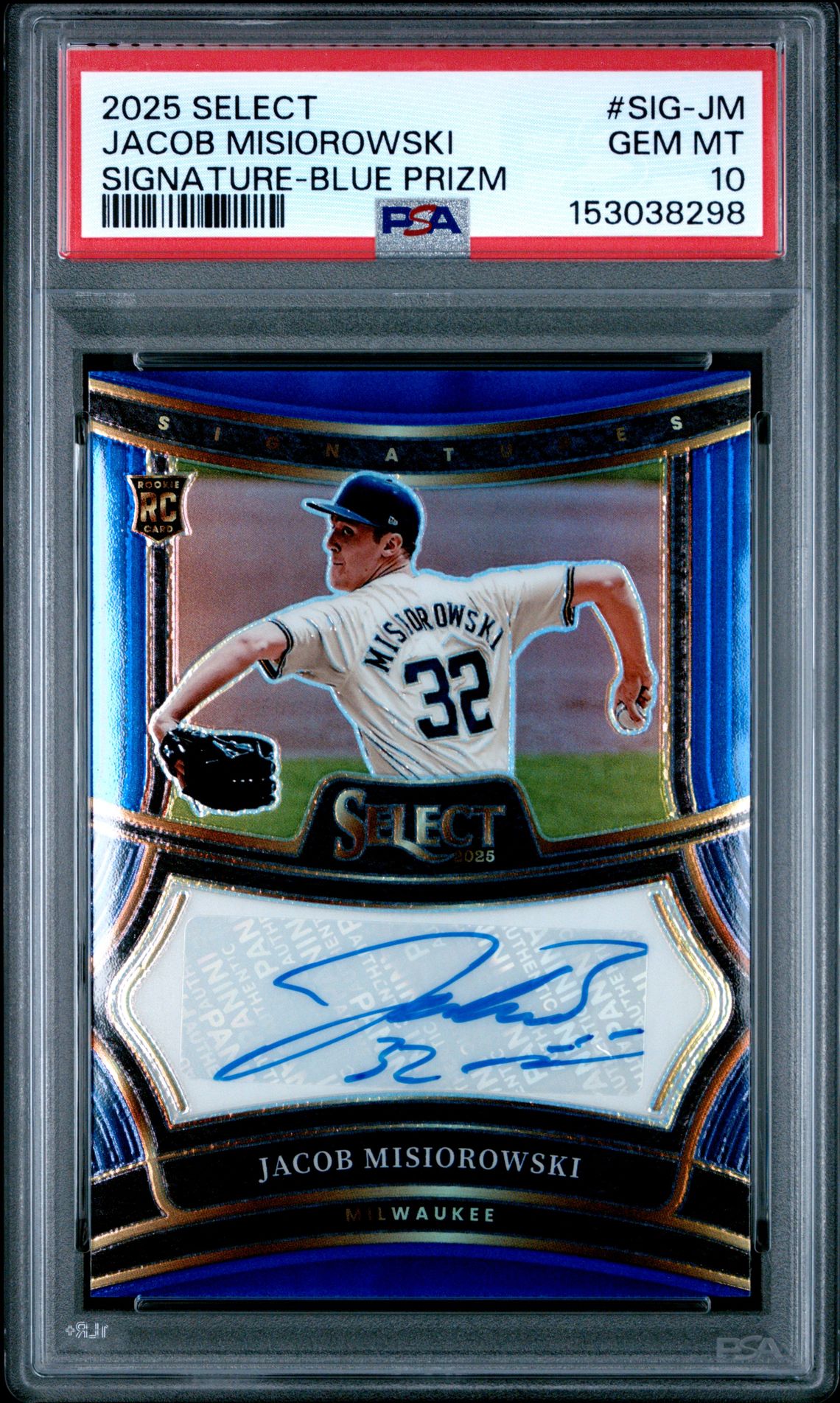 2025 Panini PANINI SELECT SIGNATURES PURPLE PRIZM #SIG-JM Jacob Misiorowski front