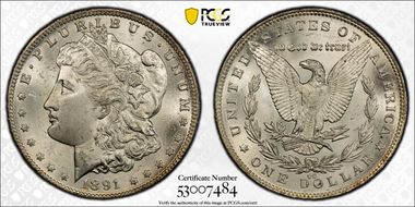 1891-CC $1 VAM 3, Spitting Eagle MS63