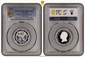 2025 $1 Bluey Christmas Colorized Ag PR70DCAM