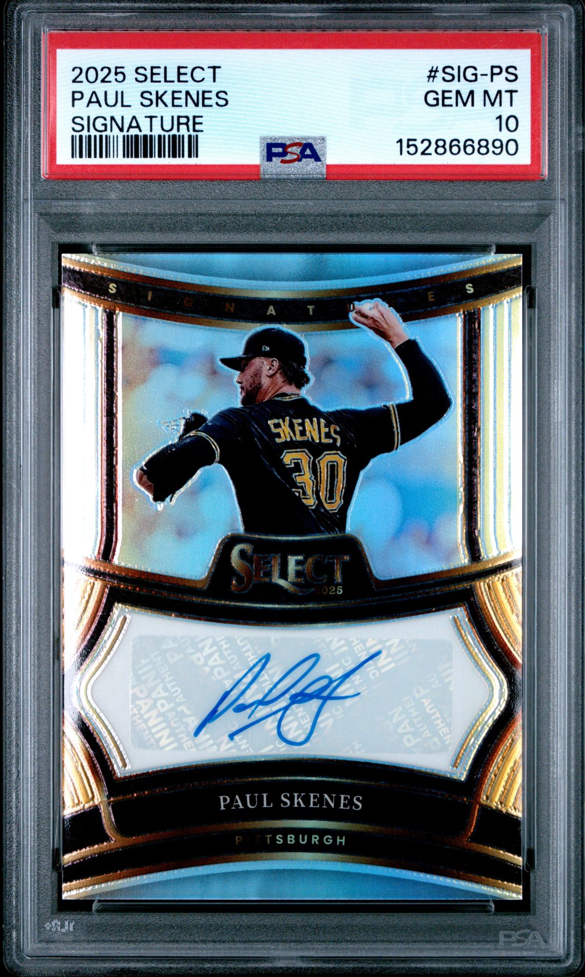 2025 Panini Select Signatures Paul Skenes #Sig-Ps (Signatures) Gem Mt 10 front