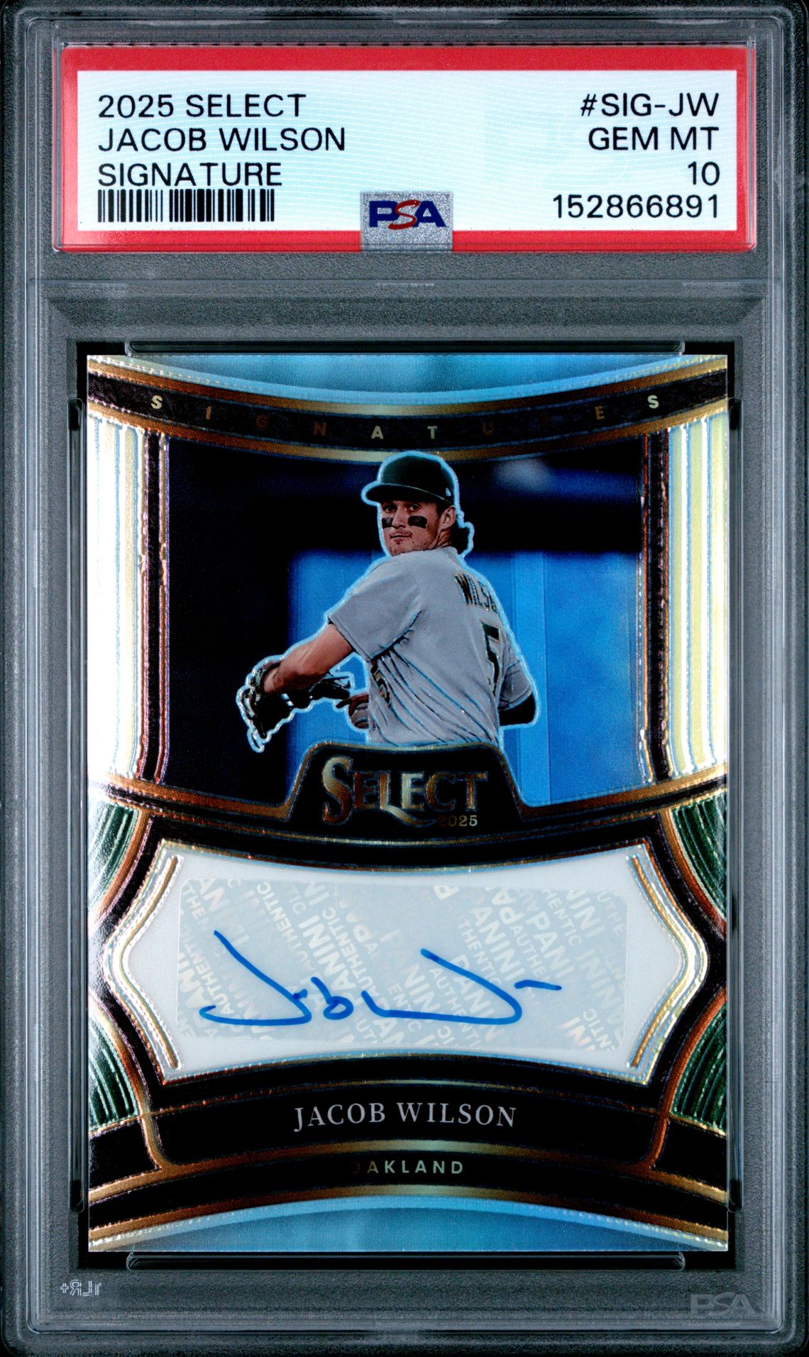 2025 Panini Select Signatures Jacob Wilson #Sig-Jw (Signatures) Gem Mt 10 front