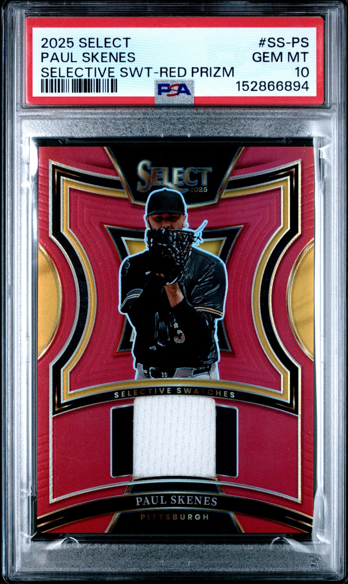 2025 Panini Select Selective Swatches Paul Skenes #Ss-Ps (Selective Swt-Red Prizm) Gem Mt 10 front
