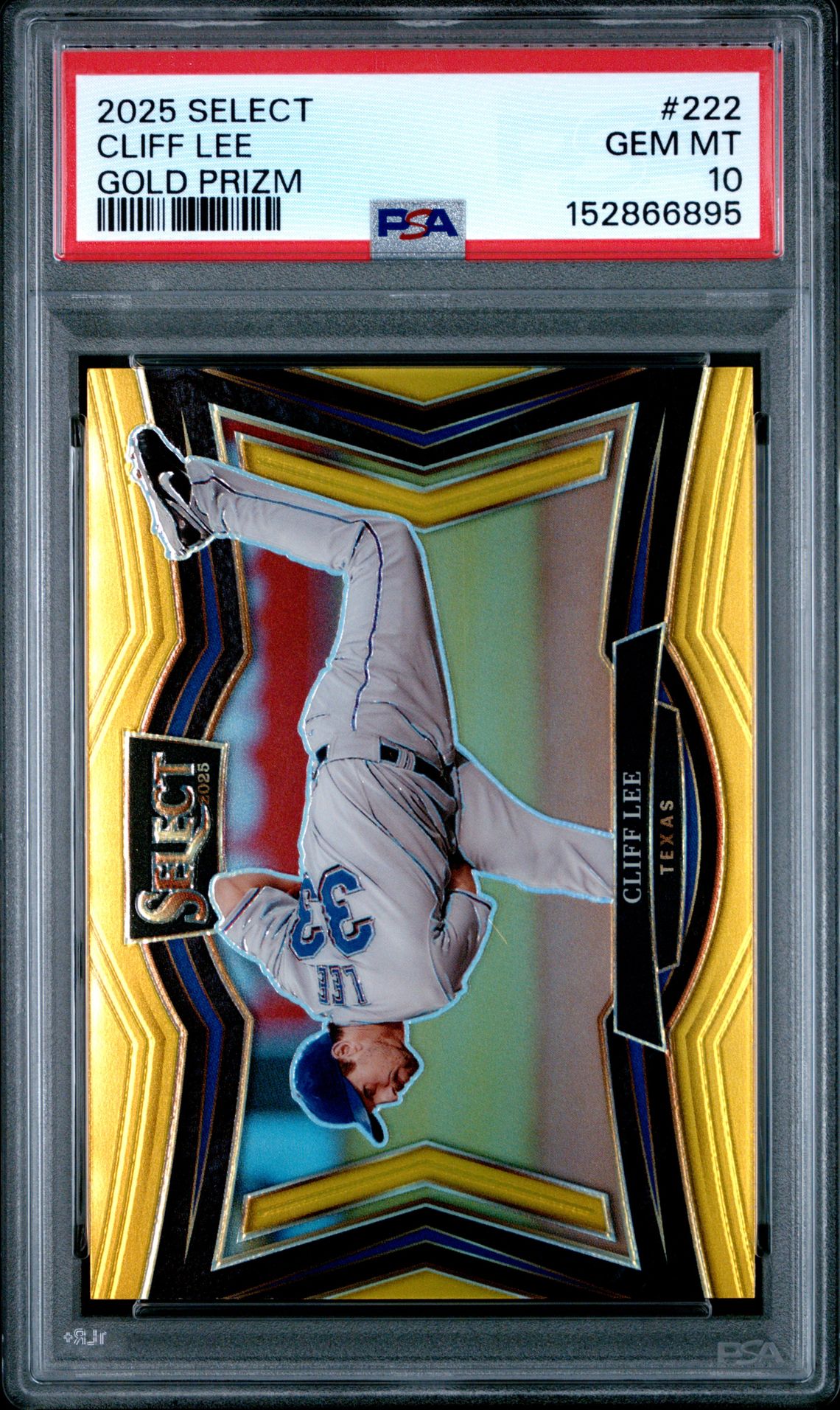 2025 Panini Select Cliff Lee #222 (Gold Prizm) Gem Mt 10 front