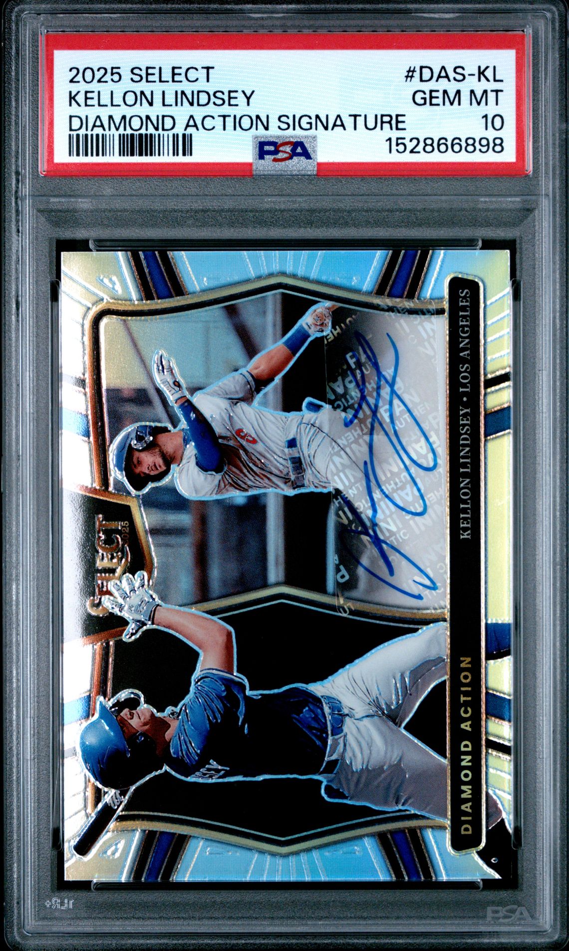2025 Panini Select Diamond Action Signatures Kellon Lindsey #Das-Kl Gem Mt 10 front