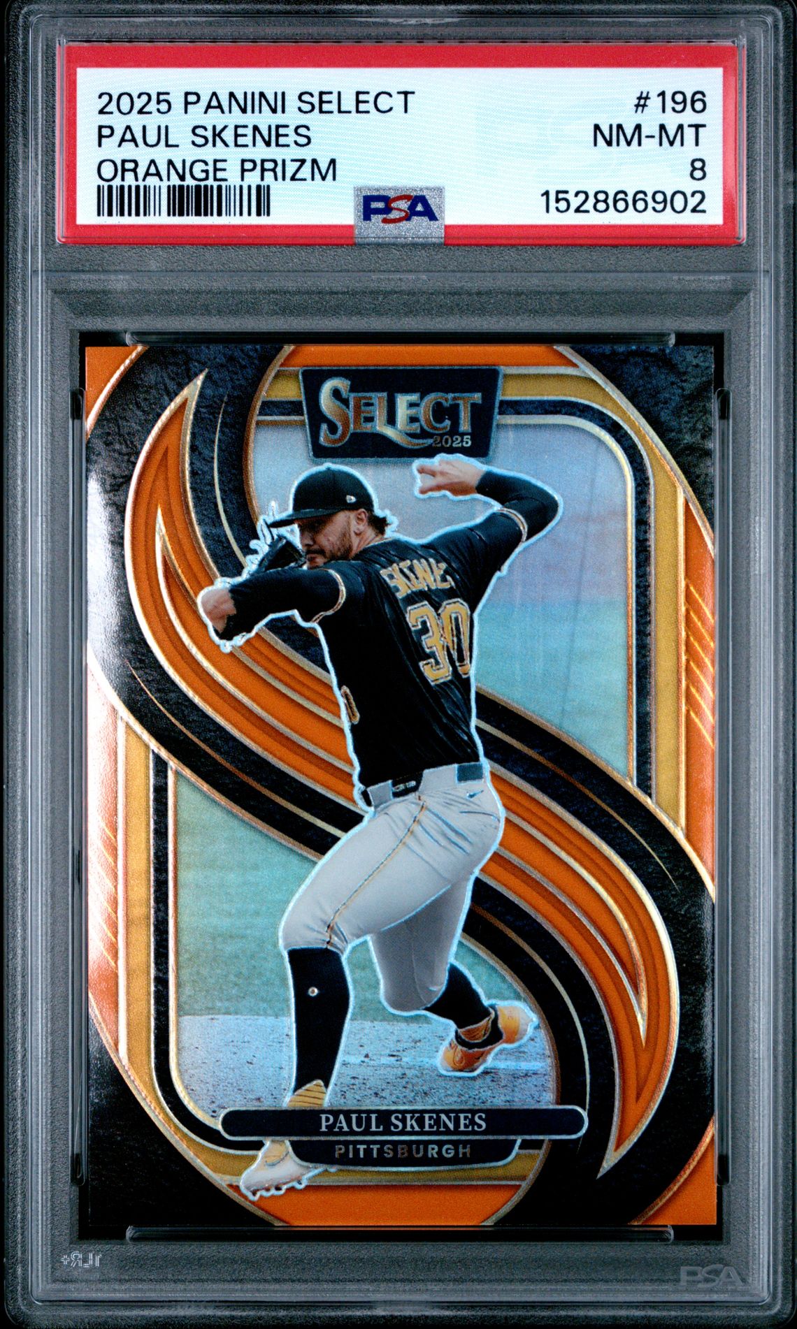 2025 Panini Select Paul Skenes #196 (Orange Prizm) Nm-Mt 8 front