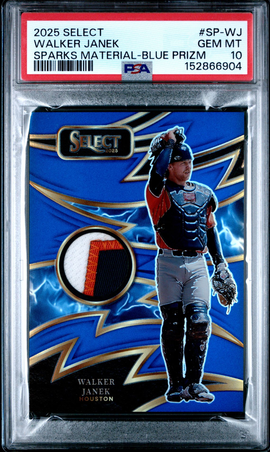 2025 Panini Select Sparks Materials Walker Janek #Sp-Wj (Sparks Material-Blue Prizm) Gem Mt 10 front