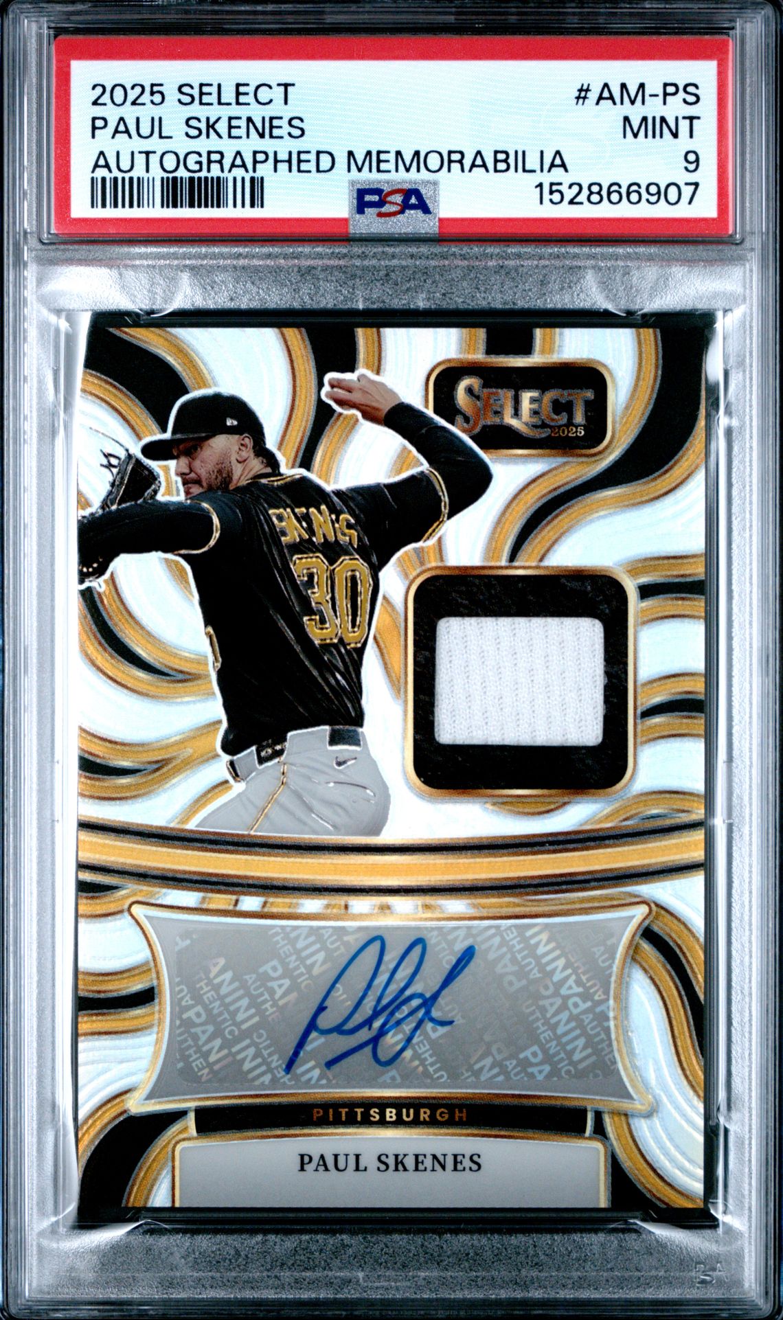 2025 Panini Select Autographed Memorabilia Paul Skenes #Am-Ps Mint 9 front