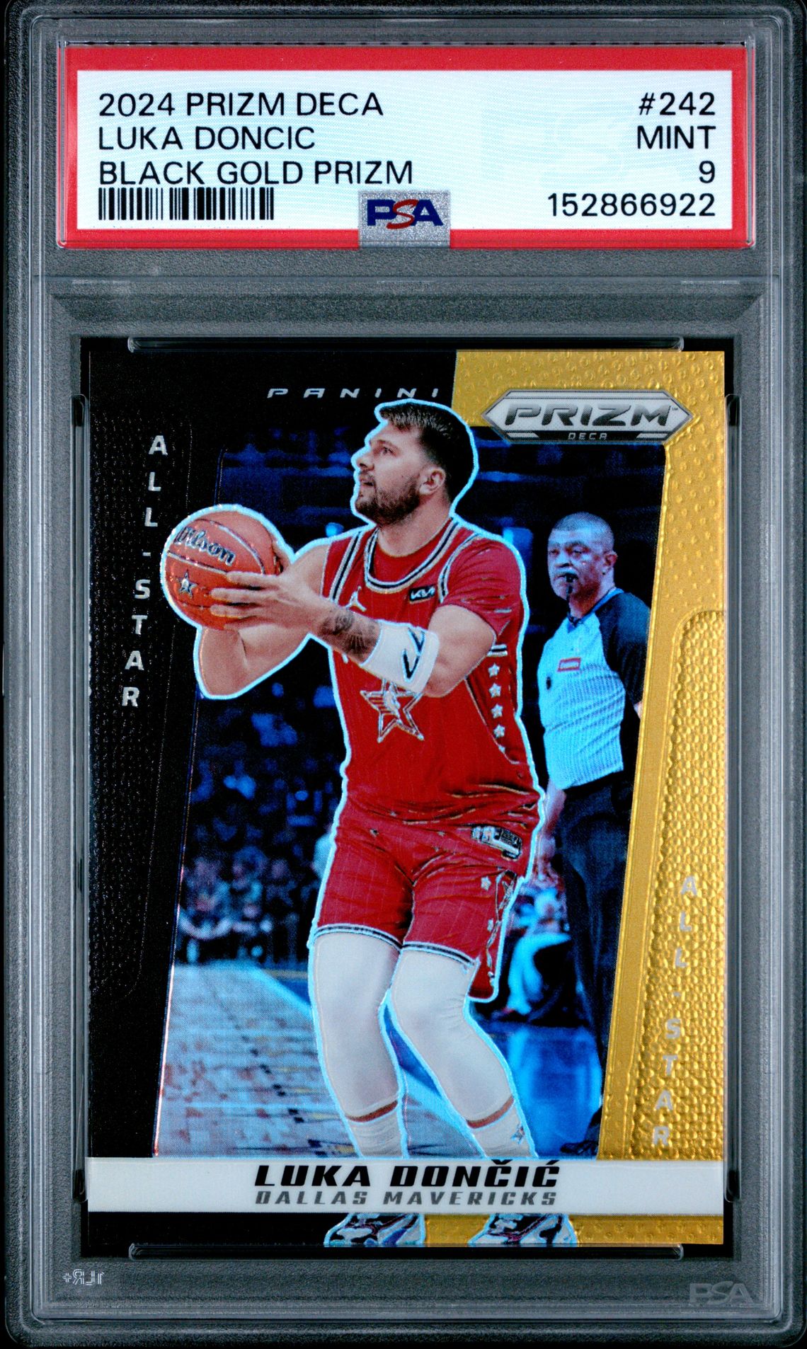 2024 Panini Prizm Deca Luka Doncic #242 (Black Gold Prizm) Mint 9 front