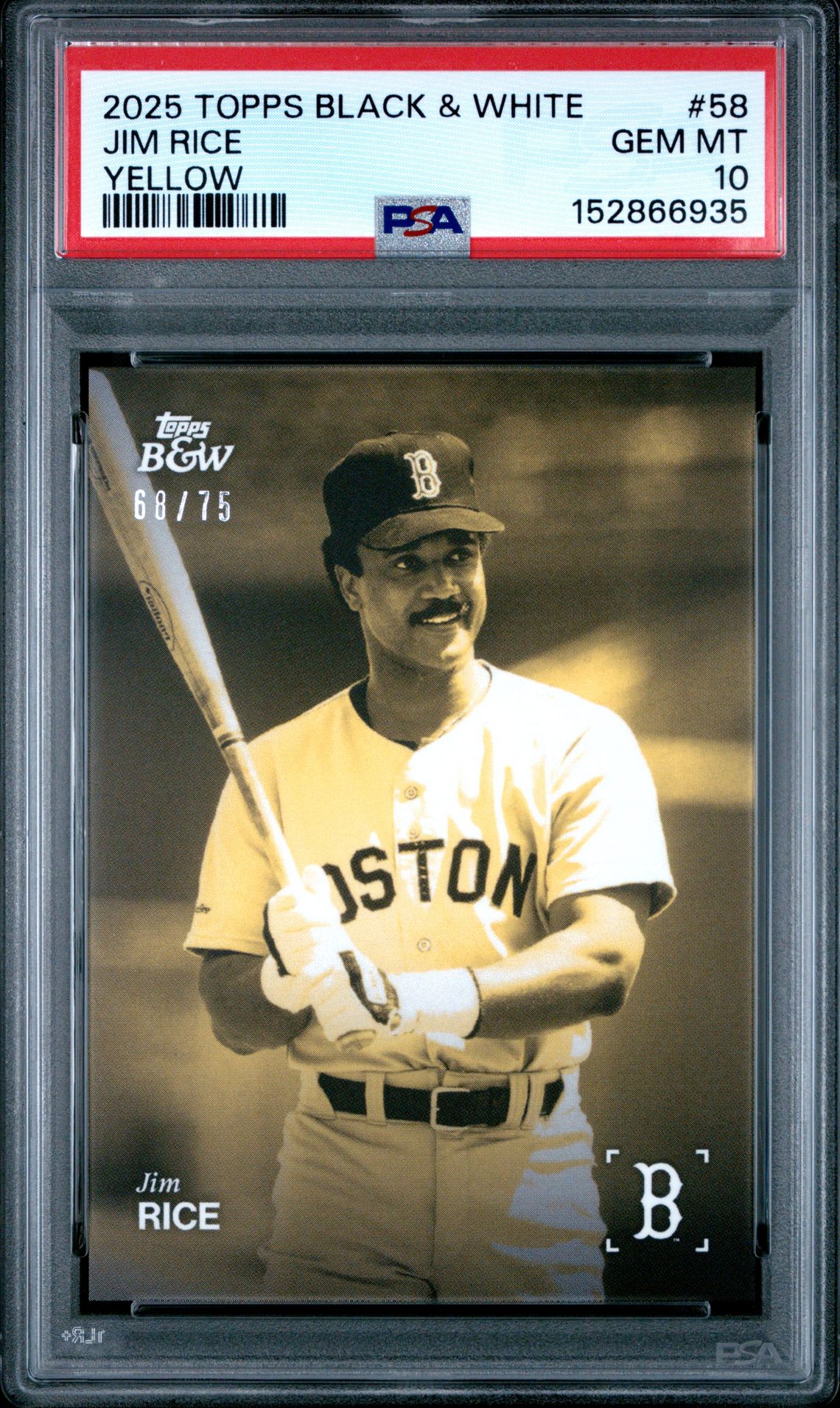 2025 Topps Black And White Jim Rice #58 (Yellow) Gem Mt 10 front