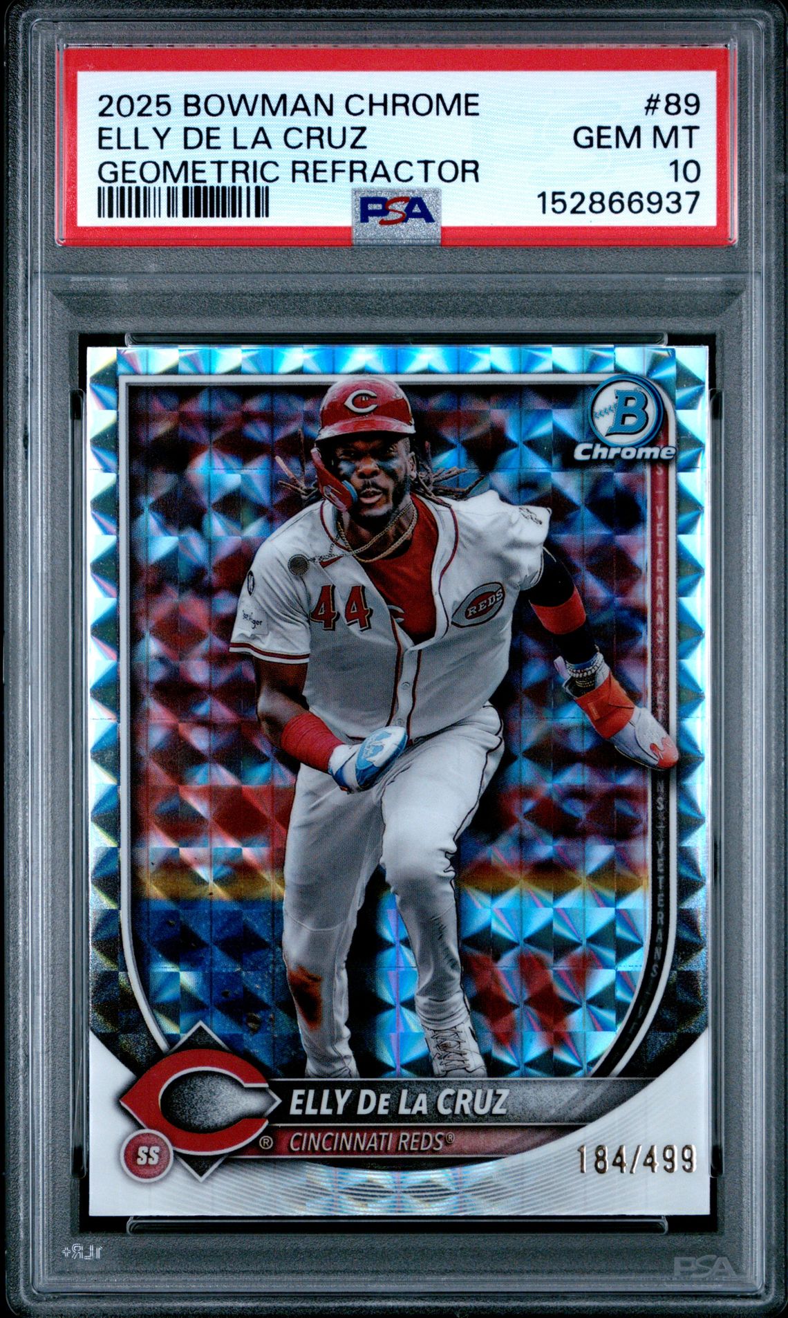 2025 Bowman Chrome Elly De La Cruz #89 (Geometric Refractor) Gem Mt 10 front