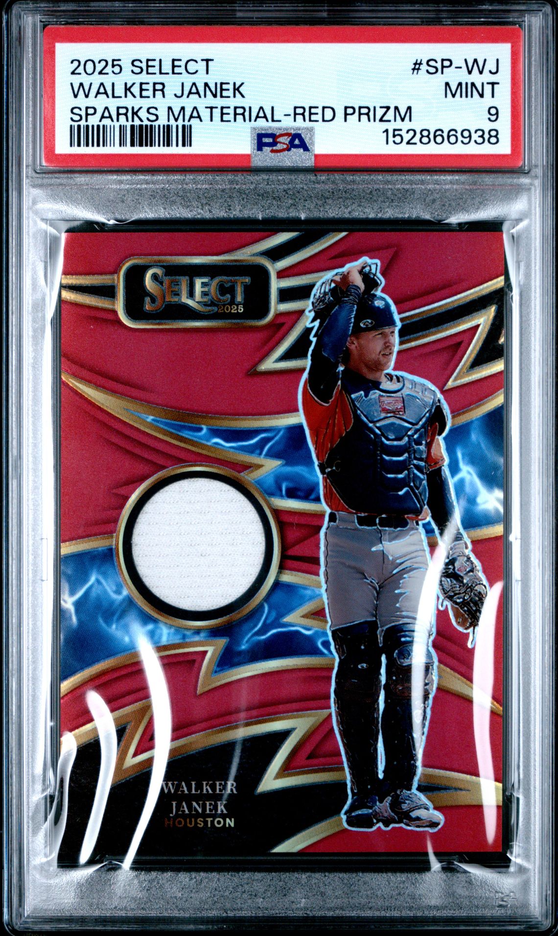 2025 Panini Select Sparks Materials Walker Janek #Sp-Wj (Sparks Material-Red Prizm) Mint 9 front