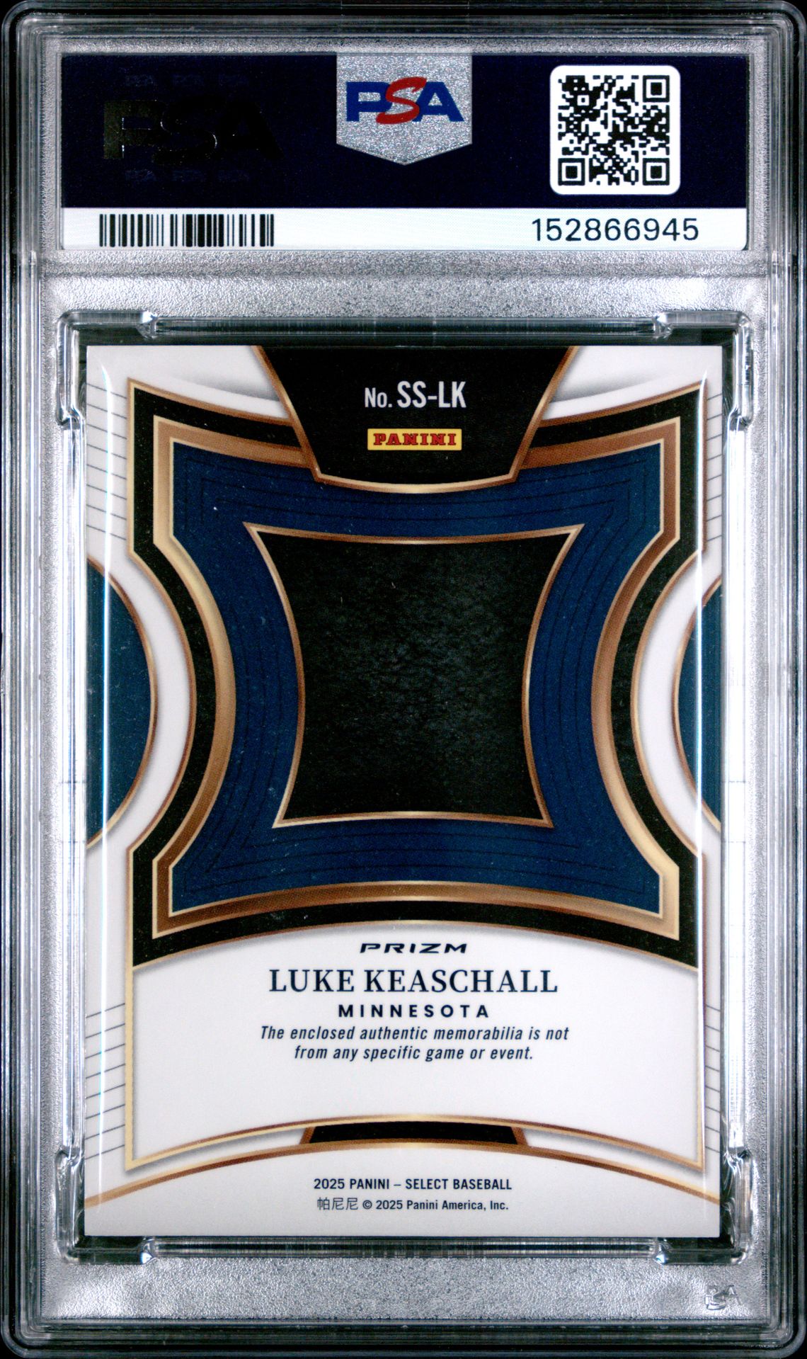 2025 Panini Select Selective Swatches Luke Keaschall #Ss-Lk Mint 9 back