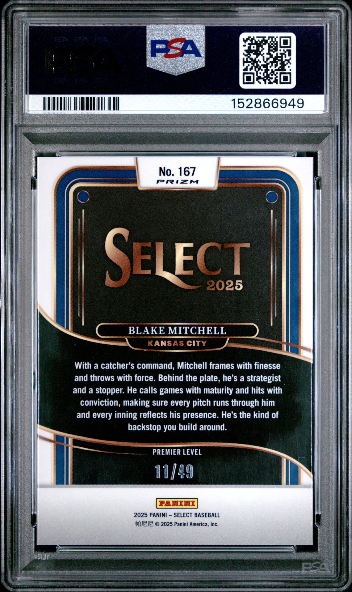 2025 Panini Select Blake Mitchell #167 (Orange Prizm) Nm-Mt 8 back