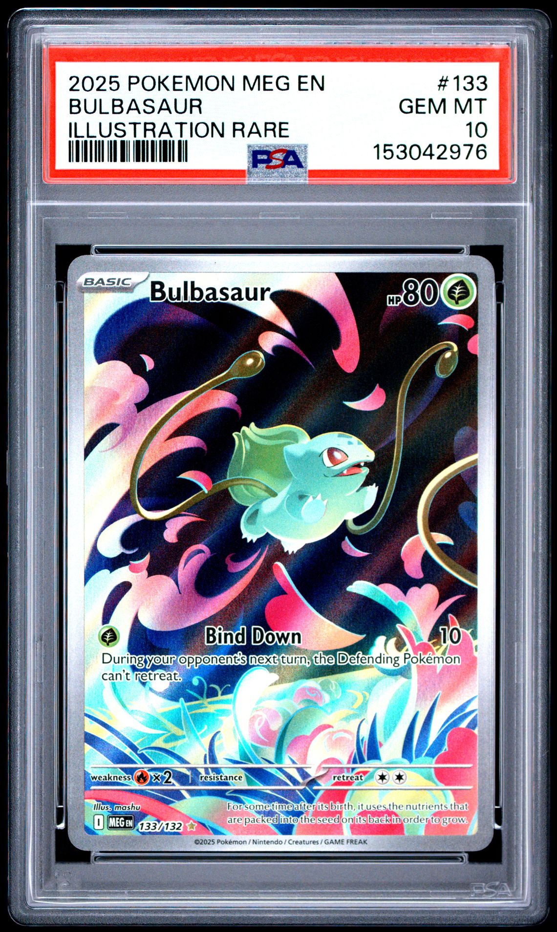 2025 Pokemon Meg En-Mega Evolution Bulbasaur #133 (Illustration Rare) Gem Mt 10 front