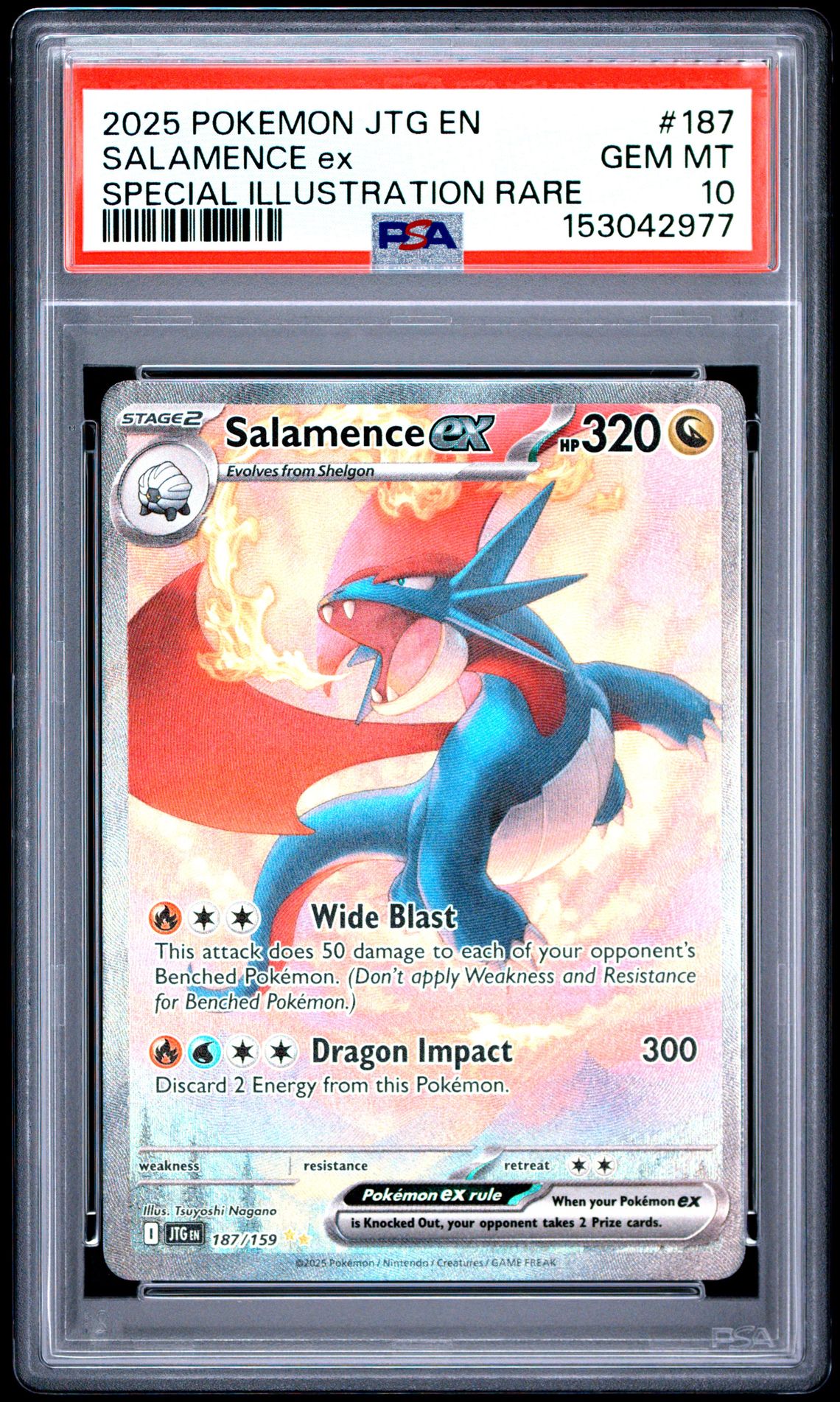 2025 Pokemon Jtg En-Journey Together Salamence Ex #187 (Special Illustration Rare) Gem Mt 10 front