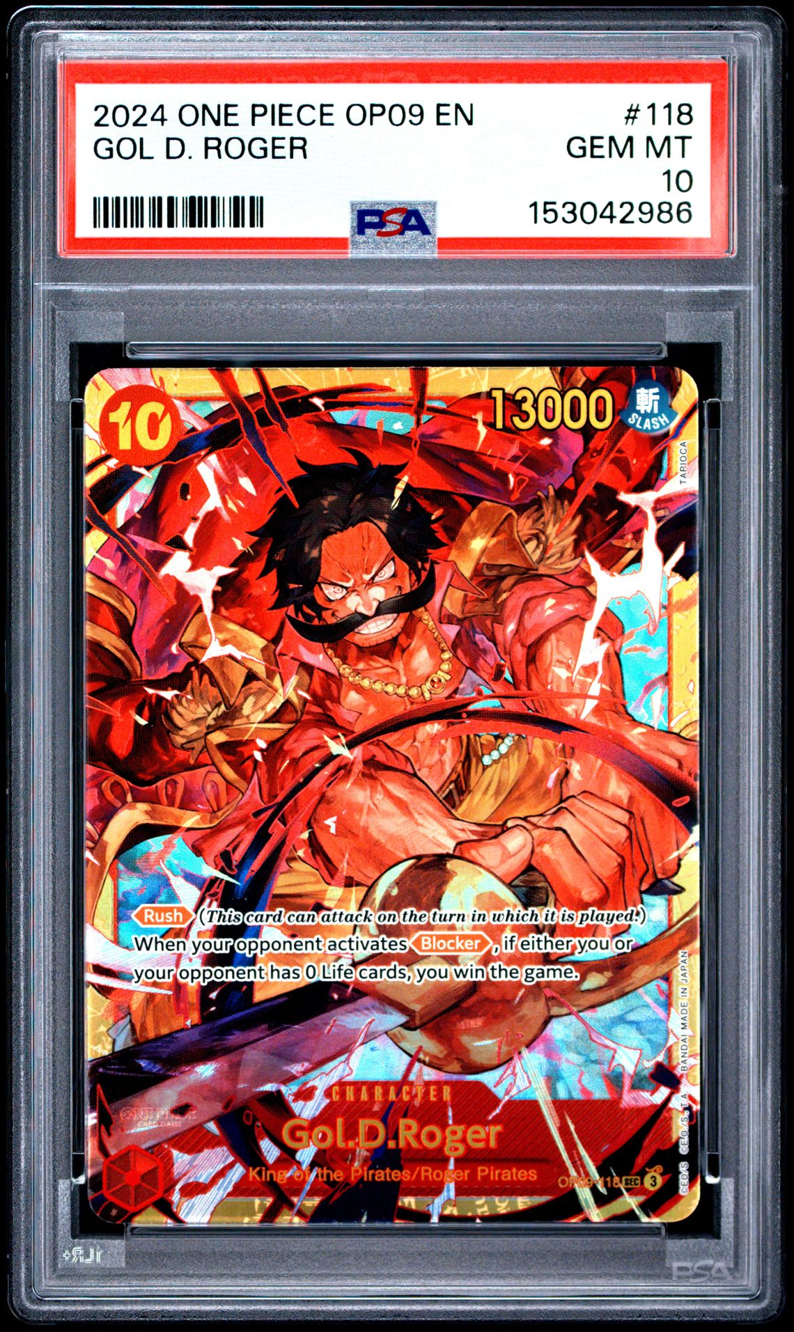 2024 One Piece Op09-Emperors In The New World Gol D. Roger #118 Gem Mt 10 front
