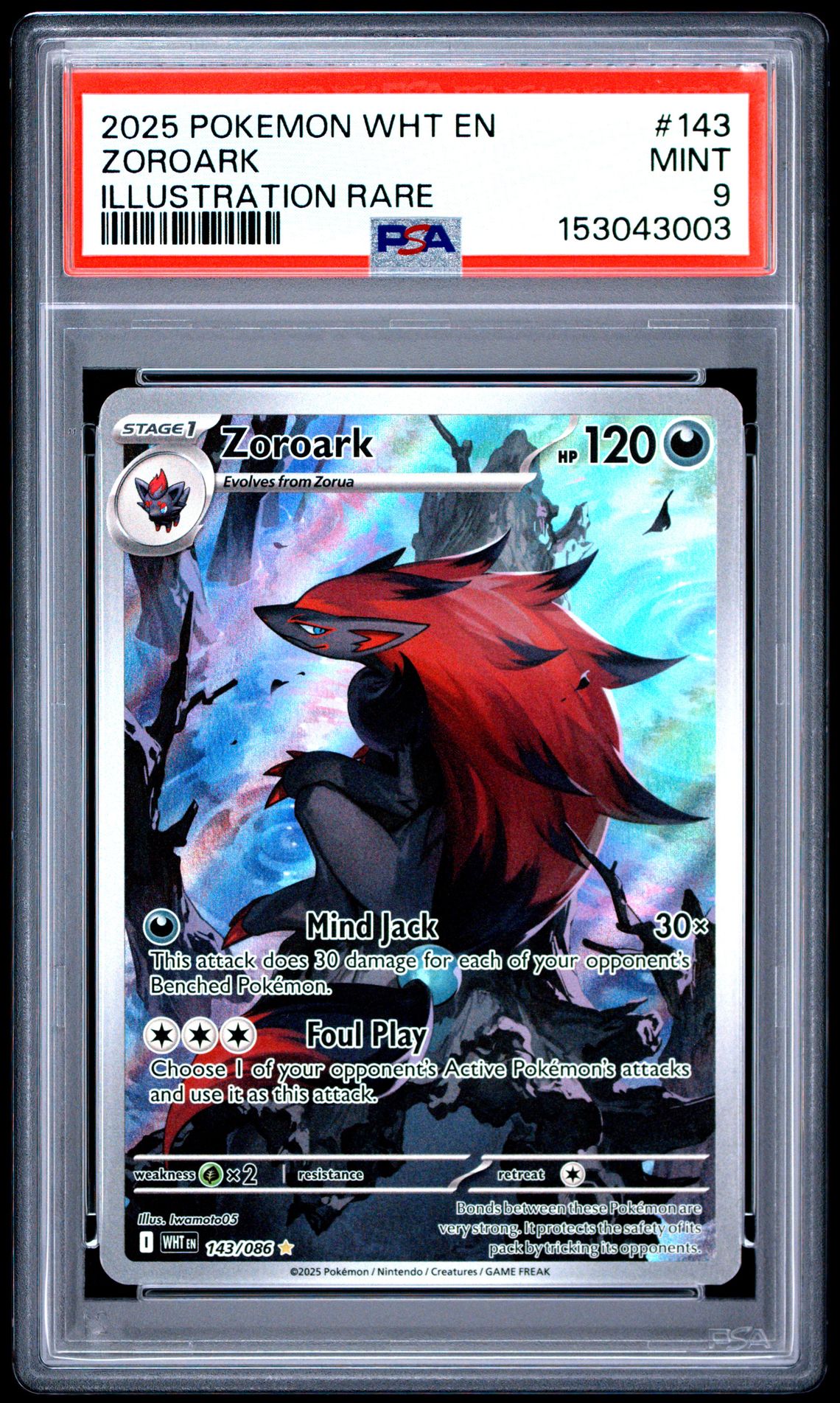 2025 Pokemon Wht En-White Flare Zoroark #143 (Illustration Rare) Mint 9 front