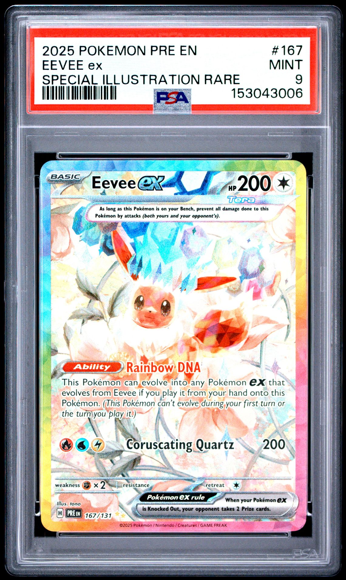 2025 Pokemon Pre En-Prismatic Evolutions Eevee Ex #167 (Special Illustration Rare) Mint 9 front
